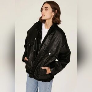 Blank NYC Black sherpa & faux leather jacket